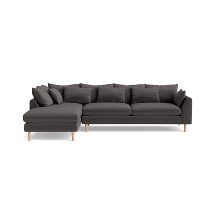 Ofelia Chaiselong Sofa, Venstrevendt - Riviera Mørkegrå - 300x210x85cm - Blød Komfort Sofa med Puder i Kvalitetsstof - Elegant Design