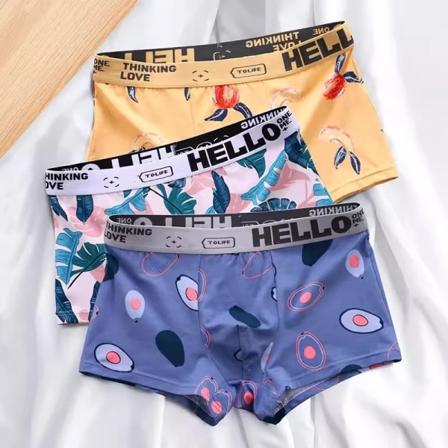3st Herrtrosor BoxerShorts Herr Underkläder Bomull Boxer Herr Cartoon Fruktkalsonger Andas Fukt Man Boxers TaoYeLi L 50-60KG