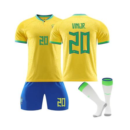 22-23 Brasilien Hemma Fotbollströja Suit Set No.20 VINIJR. Fotbollsset Uniform med strumpor för vuxna barn 22