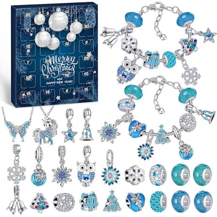 Smykkejulekalender 2025, 24 dages jule-nedtællingsjulekalender, nedtællingskalender 2025, trendy smykker