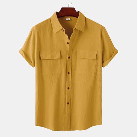 Kortärmade Toppar För Män Button Down-skjortor