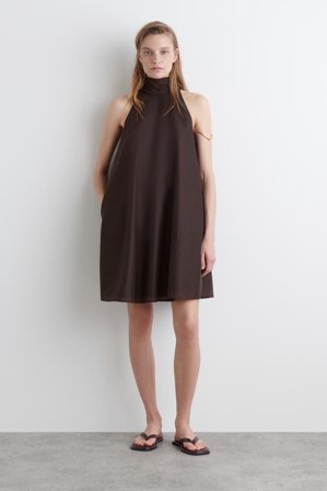 COS Women's Fluid Halterneck Mini Dress in Brown