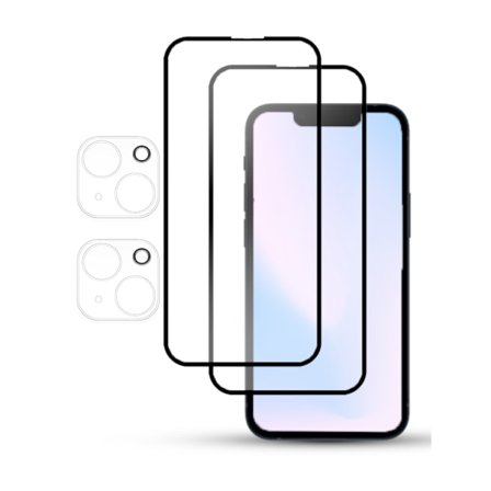 2-Pack IPHONE 13 SCREEN & 2 LENS Skärmskydd - Härdat Glas 9H - Super kvalitet 3D