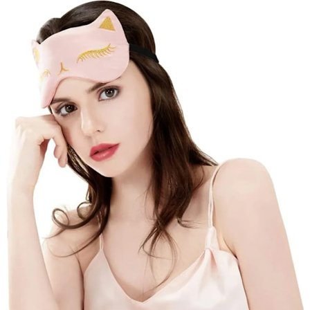 100% Siden Sovmask med Justerbara Remmar, Bekväm och Supermjuk Ögonmask, Ultimat Sömnhjälp, Ögonbindel (Rosa)