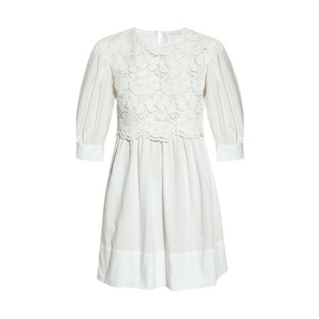See by Chloé Klänning with lace trims vit, Dam, Dam, Storlek: XS