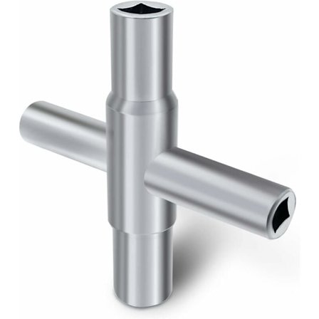 4-vägs avluftningsnyckel i silverstål för slang och kran