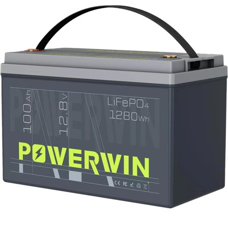 Powerwin BT100 12.8V 100Ah LiFePO4 litiumbatteri for båt, hytte, campingvogn og bobil (forbruk)