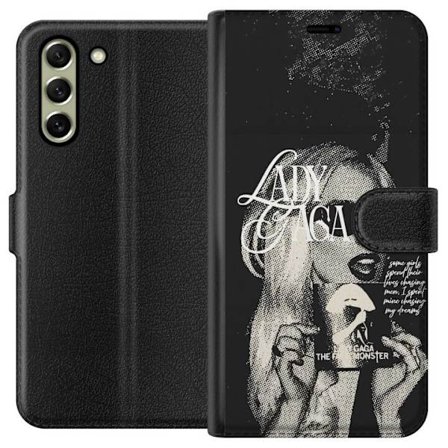 Kompatibel Tegnebogsetui til Samsung Galaxy S21 FE 5G Lady Gaga sort-hvid retroplakat med solbriller og popkunst-æstetik