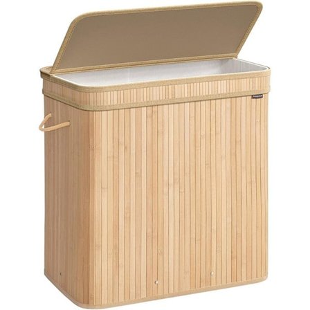 Klesvaskkurv med lokk og bærehåndtak 150L - Bambus