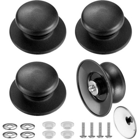 Grytelokk håndtak - Grytelokk knot - Universal - 4 stk - Svart