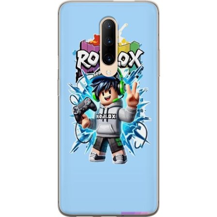 Kompatibelt Mobilskal till OnePlus OnePlus 7 Pro Färgstark Roblox-karaktär med handkontroll och energifylld splash art design, perfekt för barnrum