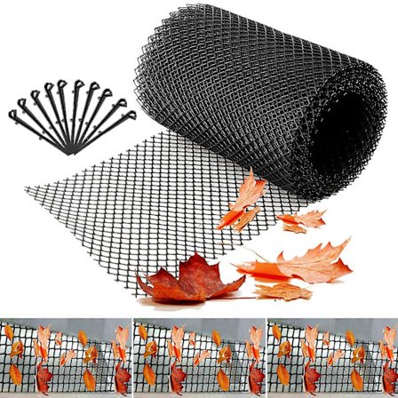 Alumiininen lehtiverkko rännikaivoon, kattopaneelit, lehtiverkko rulla 10 maakiinnikkeellä