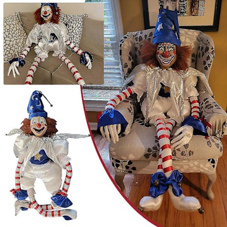 Poltergeist klovnedukke Uhyggelig klovneplyslegetøj Blød udstoppet dukke Halloween-gave, 100 % ny