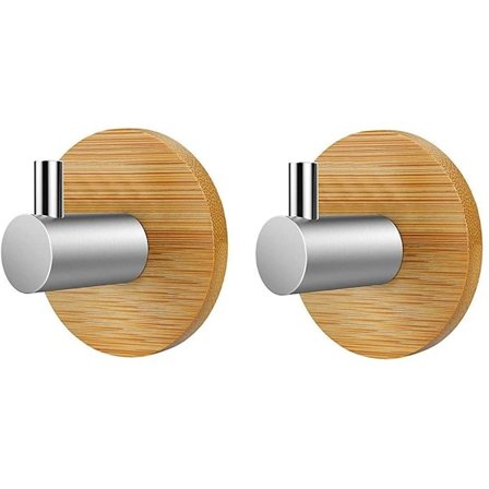 Klæbende krog træ rustfrit stål håndklædeholder bambus håndklædekrog krog