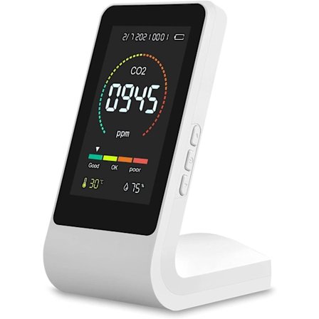 Luftkvalitet, CO2-mätare, inomhusluftkvalitetssensor, visar en mängd olika luftindikatorer