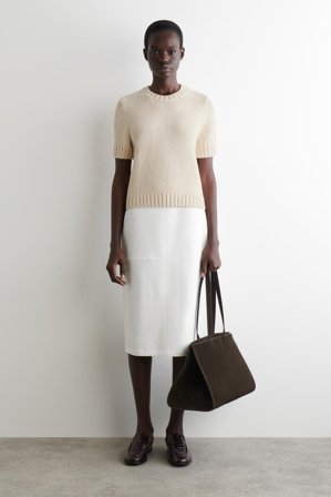 COS Women's T-Shirt In Maglia Di Cotone in Bianco