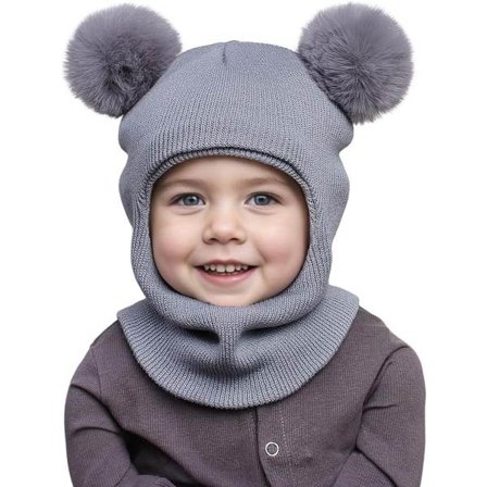 ING Strikket Baby Vinterlue og Skjerfsett Mykt Dobbeltsidig Kontor og Varm Unisex Lys Grå Design for Småbarn Barn Vinter og Kalde Årstider