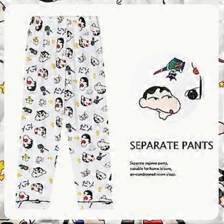 Anime Sanrio Pyjamasbyxor Cartoon Bottoms Sleepwear Långa för Par Bekväma Lösa Hembyxor Tunna Pyjamasbyxor (XL 15)