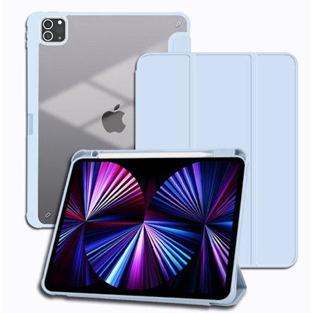 Fodral för iPad 5/6 9.7" vit isblå tri fold läder hårt deformerbart