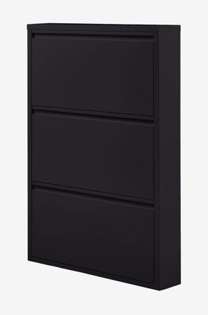 WOOOD - Kenkäkaappi 3-osastoinen Sabine - Musta - Kenkäkaapit - - Homeroom