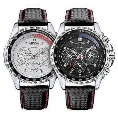 Vandtæt MEGIR Herre Rustfrit Stål Analog Sports Quartz Militær Armbåndsur