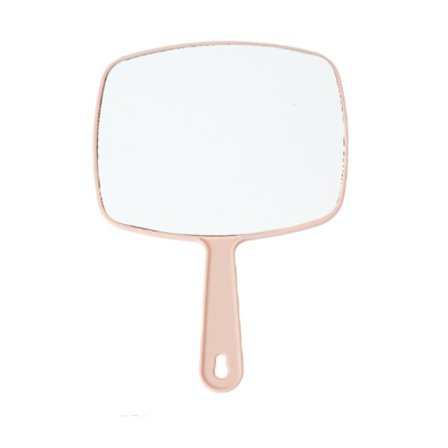 Salon Käsikäyttöinen peili ammattikäyttöön, ei suurennusta, erittäin kestävä, sileä ote, moderni pyöristetty suorakulmion muoto, suuri katselupinta