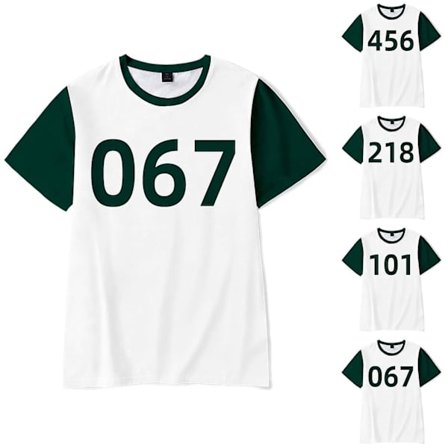 Squid Game Cosplay set för kvinnor - kortärmad T-shirt och tröja med mask, Maskerad 067 L