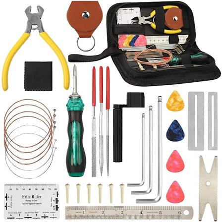 28-delt gitarsett filnøkkel strengavstand linjal stifttråd