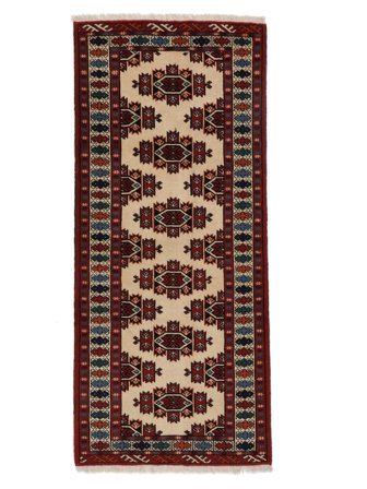 Turkaman Rug 86X197 Runner Black/Orange Wool, Persia