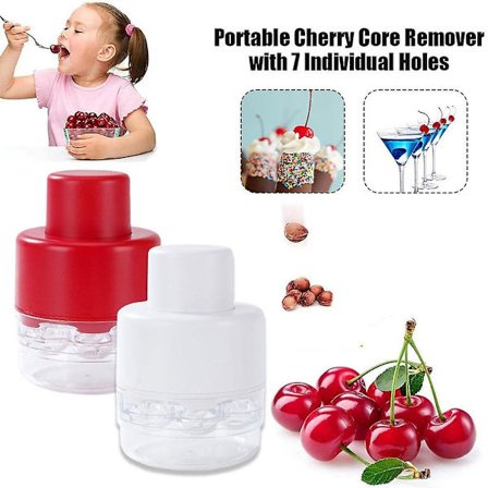 Kirsebærudstener Nem Rengøring Bærbar Kerneudtager 7 Huller Heavy Duty Frugtkernefjerner(Rød)
