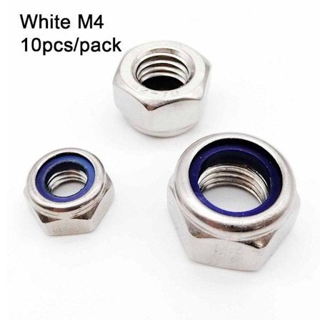 10st Självlåsande Mutter Låsmutter VIT M4 M4 white M4-M4