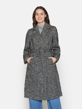 B. COPENHAGEN - Uldfrakke - Sort/hvid Mix