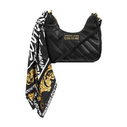 Versace Jeans Couture, Quilted hobo bag Zwart, Dames, Maat:ONE Size,leer