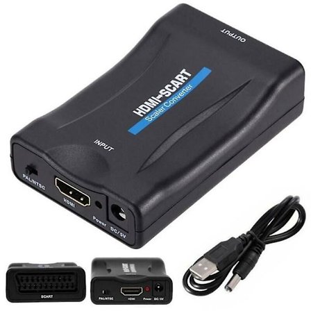 HDMI till SCART-adapter HD-video ljud Slap-up-omvandlare USB-kabel TV DVD HDTV Ny