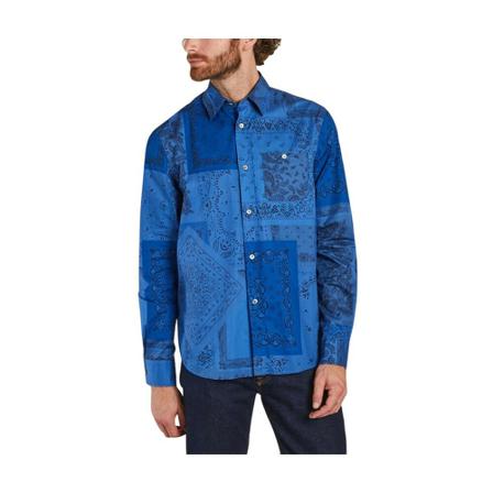 Kenzo, Cotton shirt with pattern Blauw, Heren, Maat:XS