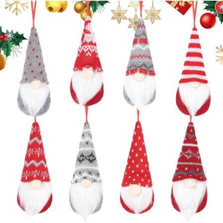 8 stk julepynt hengende nisse ornament plysj