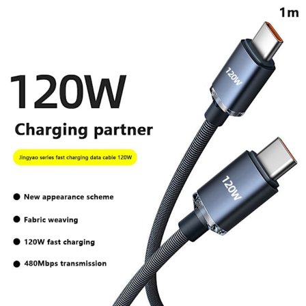 120W USB C til Type C-kabel for IPhone 15 Pro Max 13 Oneplus PO