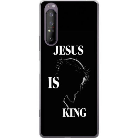 Yhteensopiva Puhelinkuori Sony Xperia 1 II Värikkäitä kawaii-hahmoja pinottuna pystysuunnassa violetilla taustalla, pehmeillä muodoilla ja leikkisällä