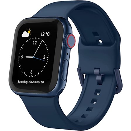 Apple Watch-armband i mjukt silikon, sportarmband, ersättningsarmband, lämplig för hela Iwatch-serien (Abyss blå 42/44/45 mm)