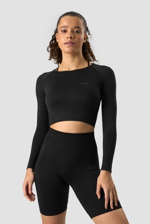ICANIWILL - Define Seamless LS Crop Top Black/Black - Oberteile - Damen - ICIW