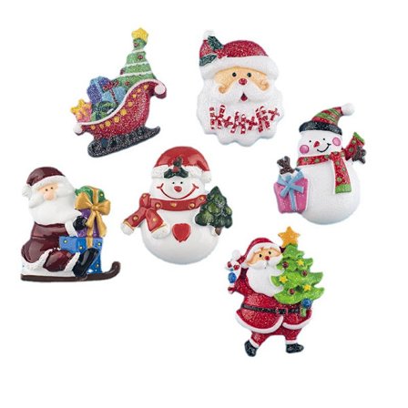 6-pack Julmagneter för Kylskåp, Magnetisk Tavla, Whiteboard, Kök, Klassrum, Av