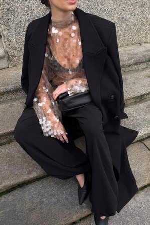 NA-KD Haut à sequins et col montant - - Beige - L