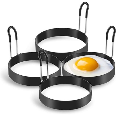 Egg Rings, 4-pakning rustfritt stål egg ringer, pannekakerform for steking av egg og omelett