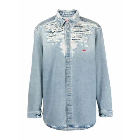 Diesel, Denim Shirts Blauw, Heren, Maat:L