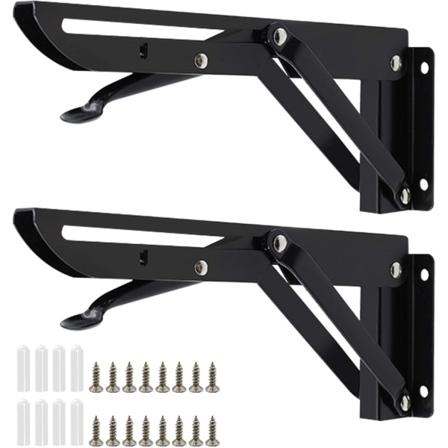2 stk sammenleggbar hyllebrakett, veggmontert bordhylle, rustfritt stål veggbraketter heavy duty