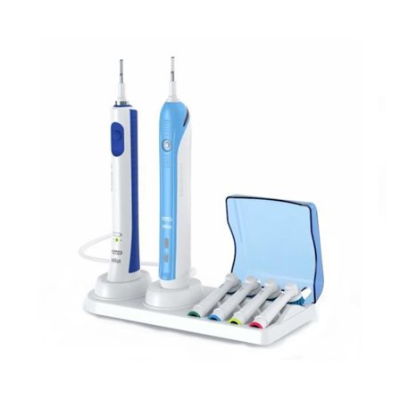 Stöd för eltandborste - Oral B - Kompatibel med Braun - Hygienisk förvaring - 2 borstar - 4 munstycken