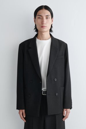 COS Homme Blazer Flou En Laine Mélangée in Noir