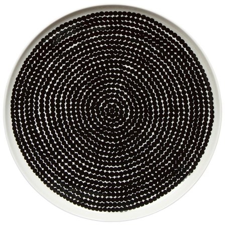 Marimekko Räsymatto tallerken, 25 cm. - Hvid og sort | KitchenOne