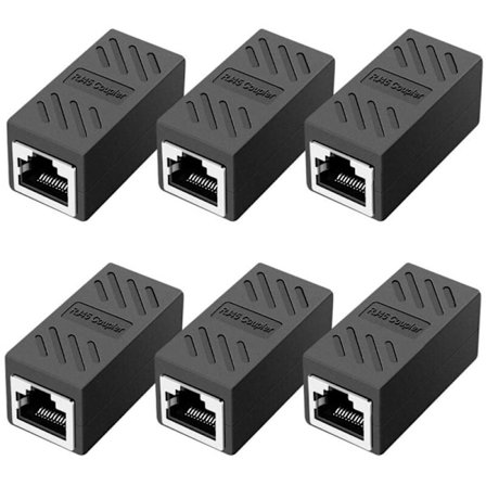 6 kpl Suojattu RJ45-liitin, Ethernet naaras-naaras -liitin Cat7/Cat6/Cat5e/Cat5-kaapelin jatkamiseen