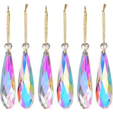 Julgranskulor i kristallglas, 6 st Droppformade Prismor Hängande Kristaller för Julgran, Bordsdekorationer, Bröllop, Festdekoration (Kristall AB)